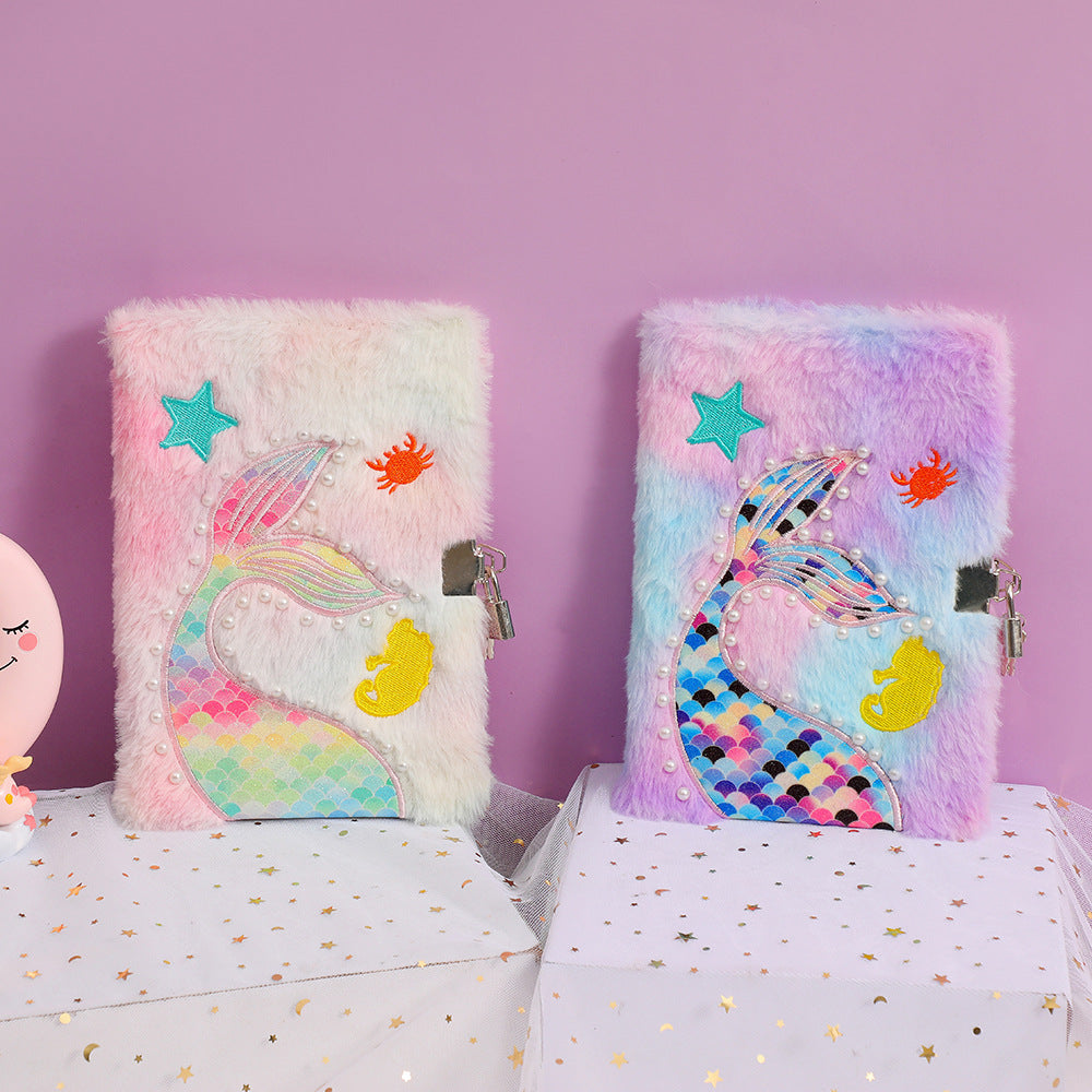 Wholesale Tail plush notebook with lock diary